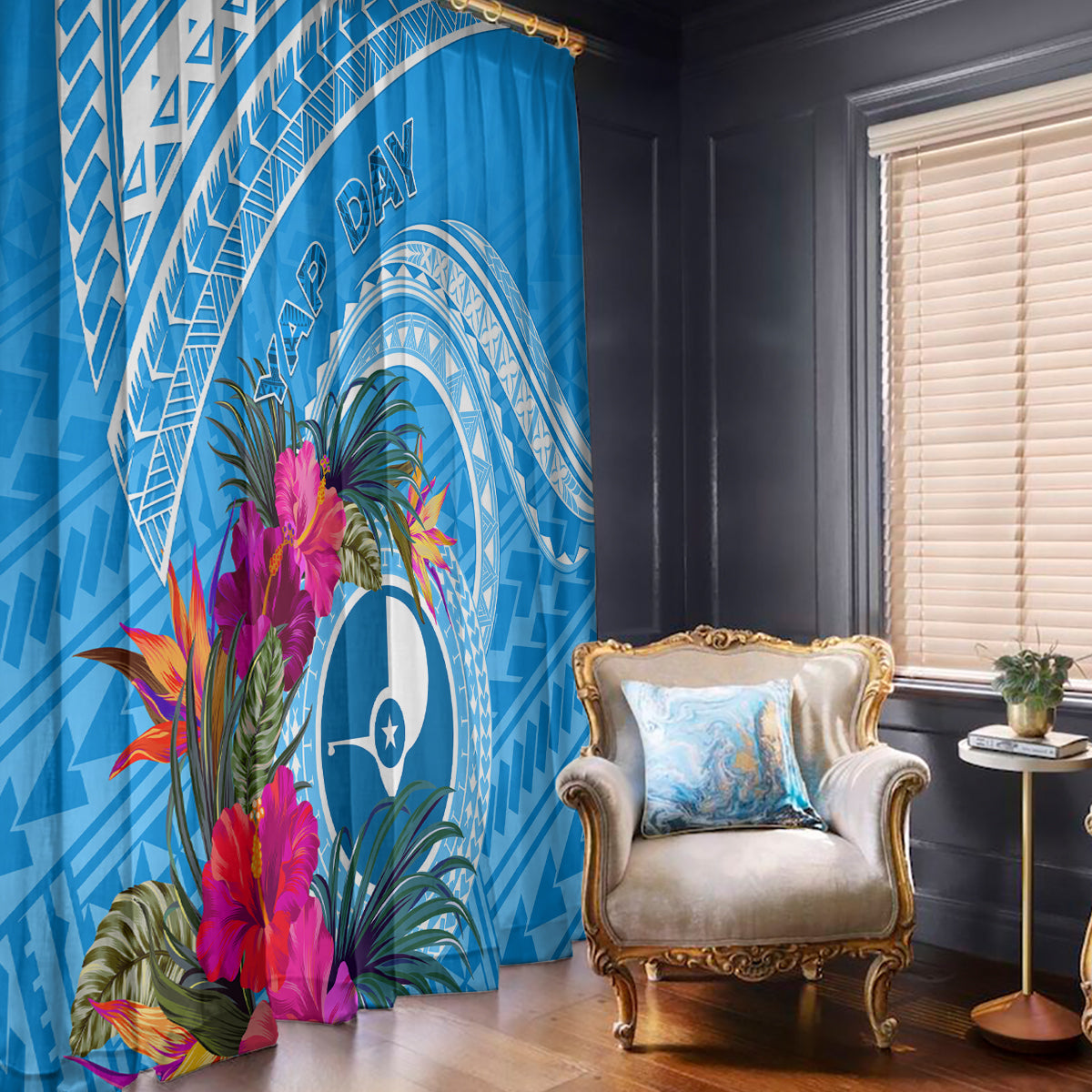 Yap Day Window Curtain Nam nu Waqab Tropical Flower LT01 - Polynesian Pride