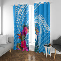 Yap Day Window Curtain Nam nu Waqab Tropical Flower LT01 With Grommets Blue - Polynesian Pride