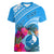 Yap Day Women V Neck T Shirt Nam nu Waqab Tropical Flower LT01 Female Blue - Polynesian Pride