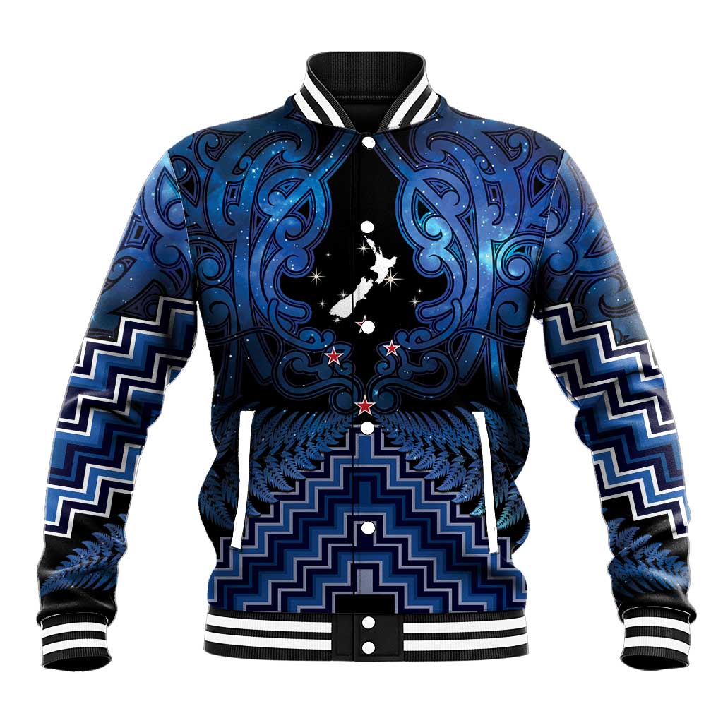 Personalised Aotearoa Matariki Baseball Jacket Blue Fern Maori Poutama LT01 Unisex Blue - Polynesian Pride