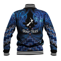 Personalised Aotearoa Matariki Baseball Jacket Blue Fern Maori Poutama LT01 - Polynesian Pride