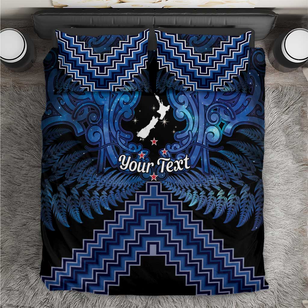 Personalised Aotearoa Matariki Bedding Set Blue Fern Maori Poutama LT01 Blue - Polynesian Pride