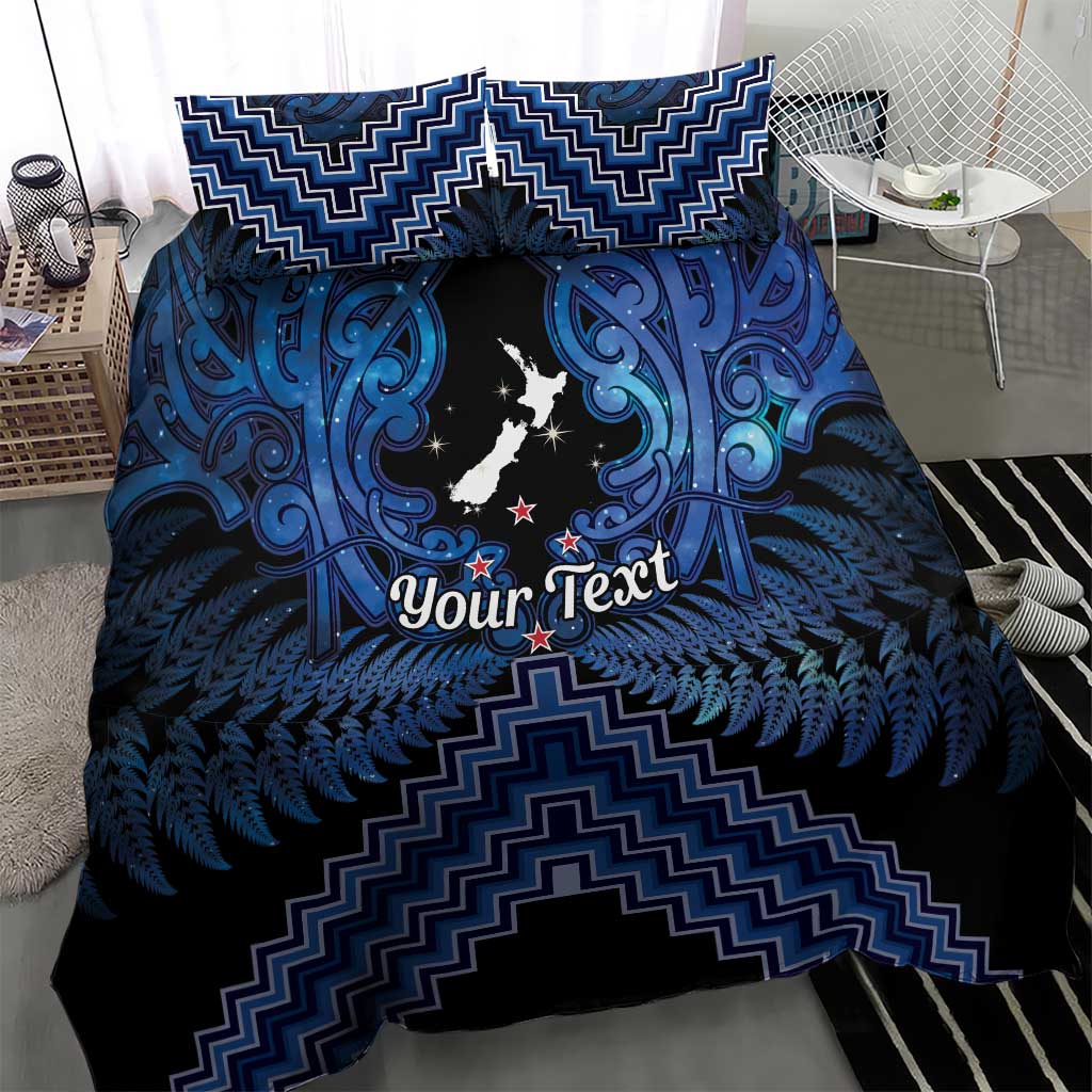 Personalised Aotearoa Matariki Bedding Set Blue Fern Maori Poutama LT01 - Polynesian Pride