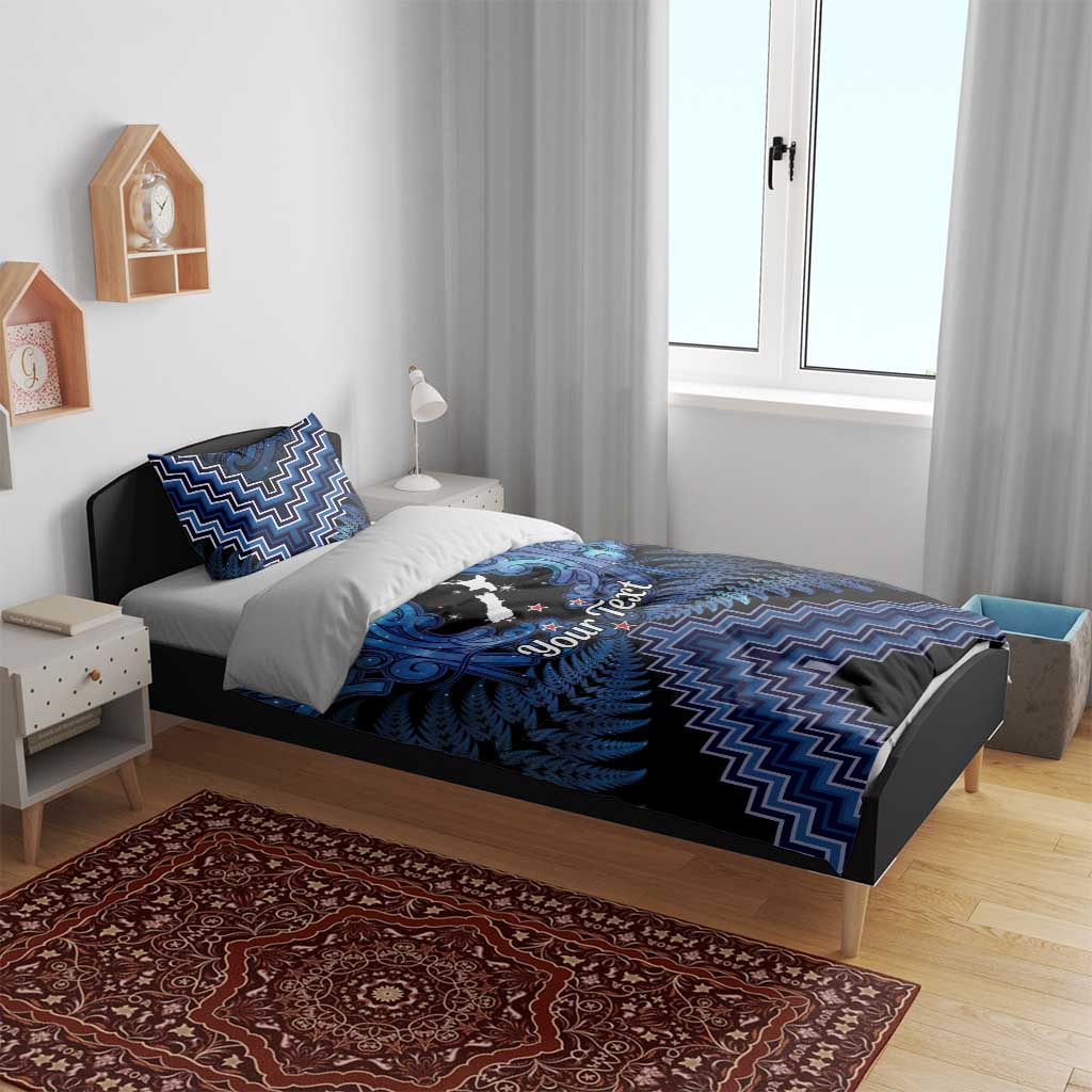 Personalised Aotearoa Matariki Bedding Set Blue Fern Maori Poutama LT01 - Polynesian Pride