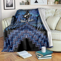 Personalised Aotearoa Matariki Blanket Blue Fern Maori Poutama LT01 Blue - Polynesian Pride