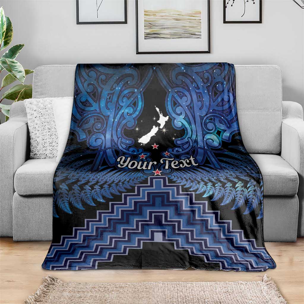 Personalised Aotearoa Matariki Blanket Blue Fern Maori Poutama LT01 - Polynesian Pride