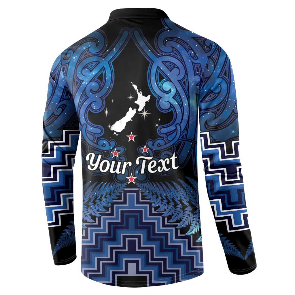 Personalised Aotearoa Matariki Button Sweatshirt Blue Fern Maori Poutama LT01 - Polynesian Pride
