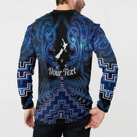 Personalised Aotearoa Matariki Button Sweatshirt Blue Fern Maori Poutama LT01 - Polynesian Pride