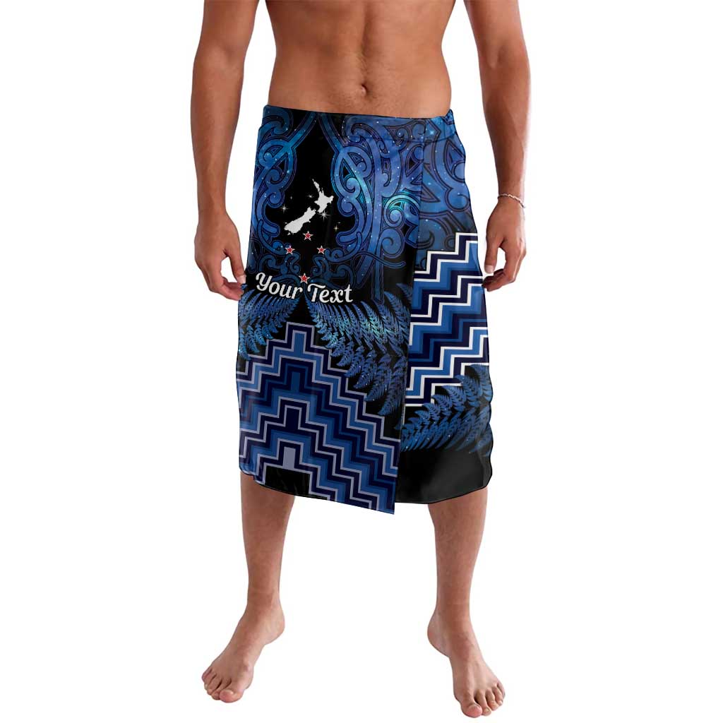 Personalised Aotearoa Matariki Lavalava Blue Fern Maori Poutama LT01 Blue - Polynesian Pride