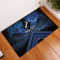 Personalised Aotearoa Matariki Rubber Doormat Blue Fern Maori Poutama LT01 - Polynesian Pride
