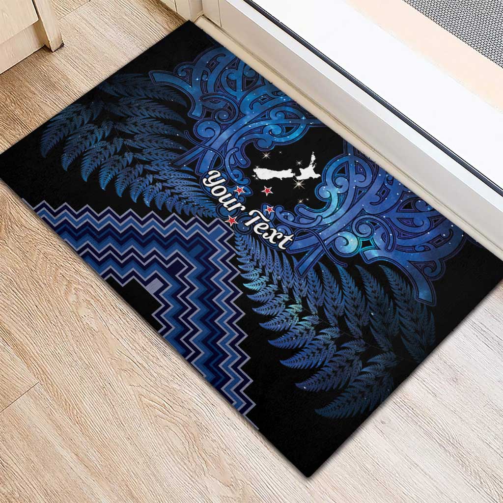 Personalised Aotearoa Matariki Rubber Doormat Blue Fern Maori Poutama LT01 - Polynesian Pride