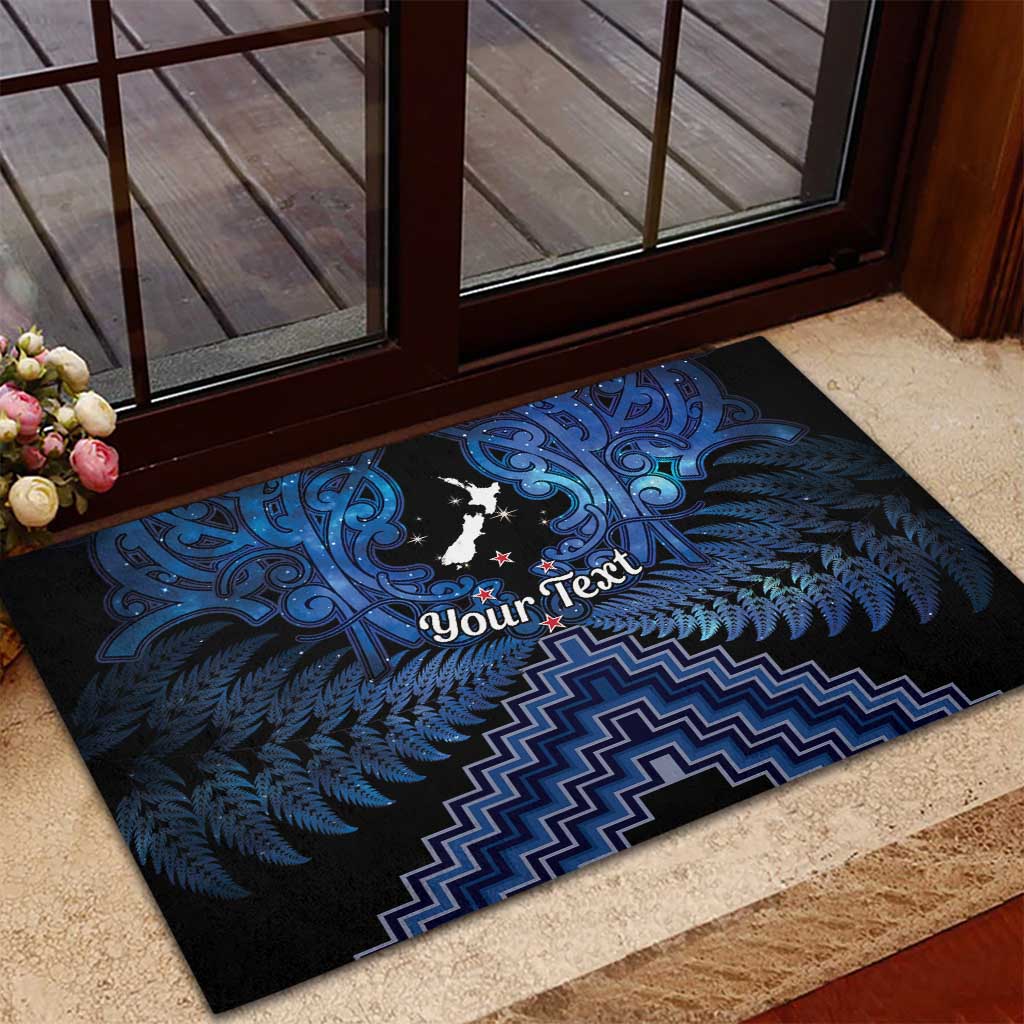 Personalised Aotearoa Matariki Rubber Doormat Blue Fern Maori Poutama LT01 - Polynesian Pride