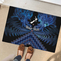 Personalised Aotearoa Matariki Rubber Doormat Blue Fern Maori Poutama LT01 - Polynesian Pride