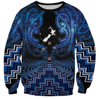 Personalised Aotearoa Matariki Sweatshirt Blue Fern Maori Poutama LT01 Unisex Blue - Polynesian Pride