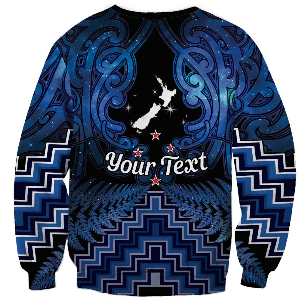 Personalised Aotearoa Matariki Sweatshirt Blue Fern Maori Poutama LT01 - Polynesian Pride