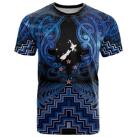 Personalised Aotearoa Matariki T Shirt Blue Fern Maori Poutama LT01 Blue - Polynesian Pride