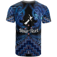 Personalised Aotearoa Matariki T Shirt Blue Fern Maori Poutama LT01 - Polynesian Pride