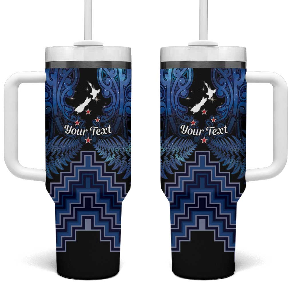 Personalised Aotearoa Matariki Tumbler With Handle Blue Fern Maori Poutama LT01 One Size: 40 oz Blue - Polynesian Pride