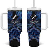 Personalised Aotearoa Matariki Tumbler With Handle Blue Fern Maori Poutama LT01 One Size: 40 oz Blue - Polynesian Pride