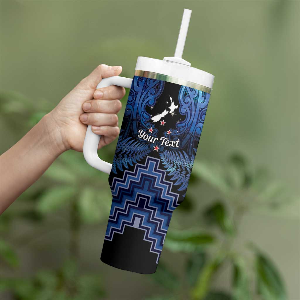 Personalised Aotearoa Matariki Tumbler With Handle Blue Fern Maori Poutama LT01 - Polynesian Pride