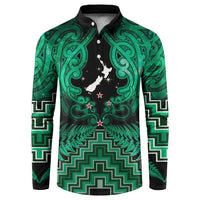 Personalised Aotearoa Matariki Button Sweatshirt Green Fern Maori Poutama LT01 Green - Polynesian Pride