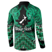 Personalised Aotearoa Matariki Button Sweatshirt Green Fern Maori Poutama LT01 - Polynesian Pride