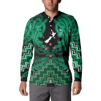 Personalised Aotearoa Matariki Button Sweatshirt Green Fern Maori Poutama LT01 - Polynesian Pride