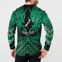 Personalised Aotearoa Matariki Button Sweatshirt Green Fern Maori Poutama LT01 - Polynesian Pride