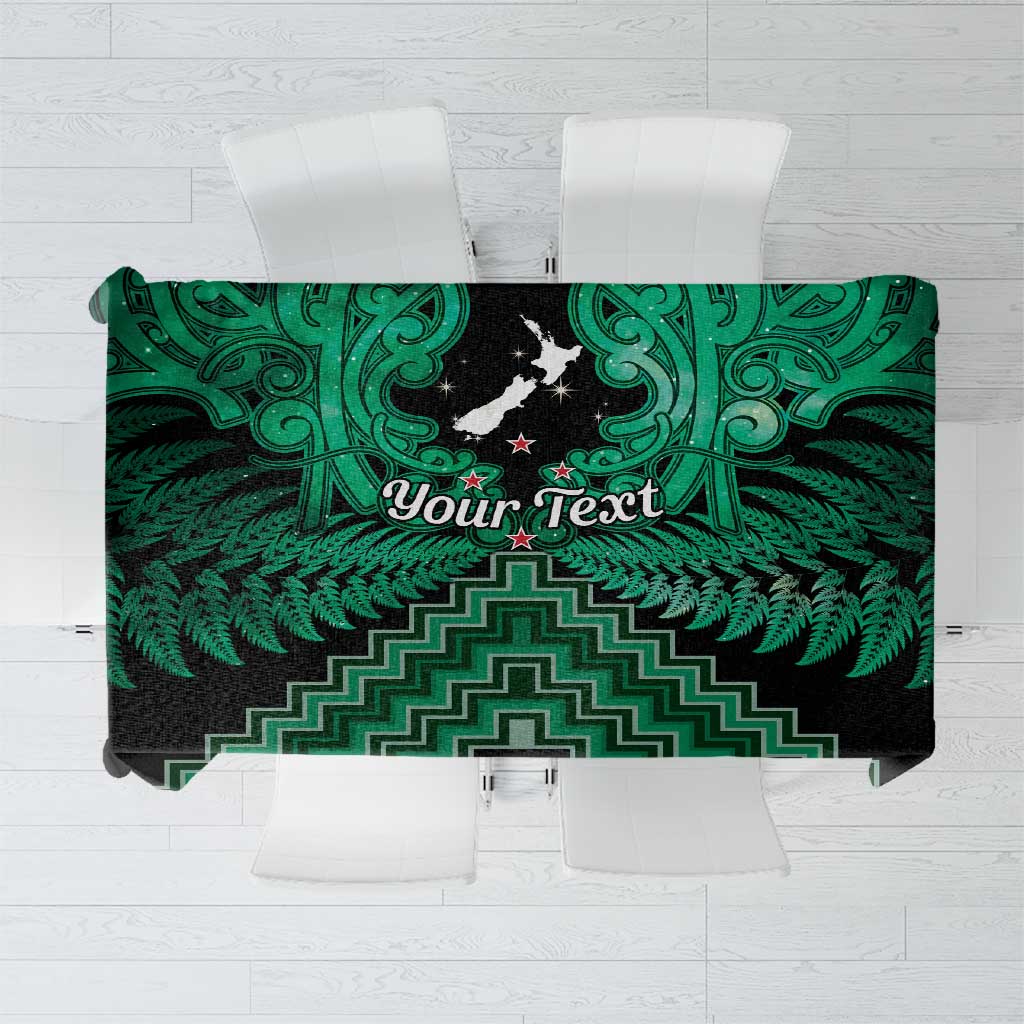 Personalised Aotearoa Matariki Tablecloth Green Fern Maori Poutama LT01 Green - Polynesian Pride