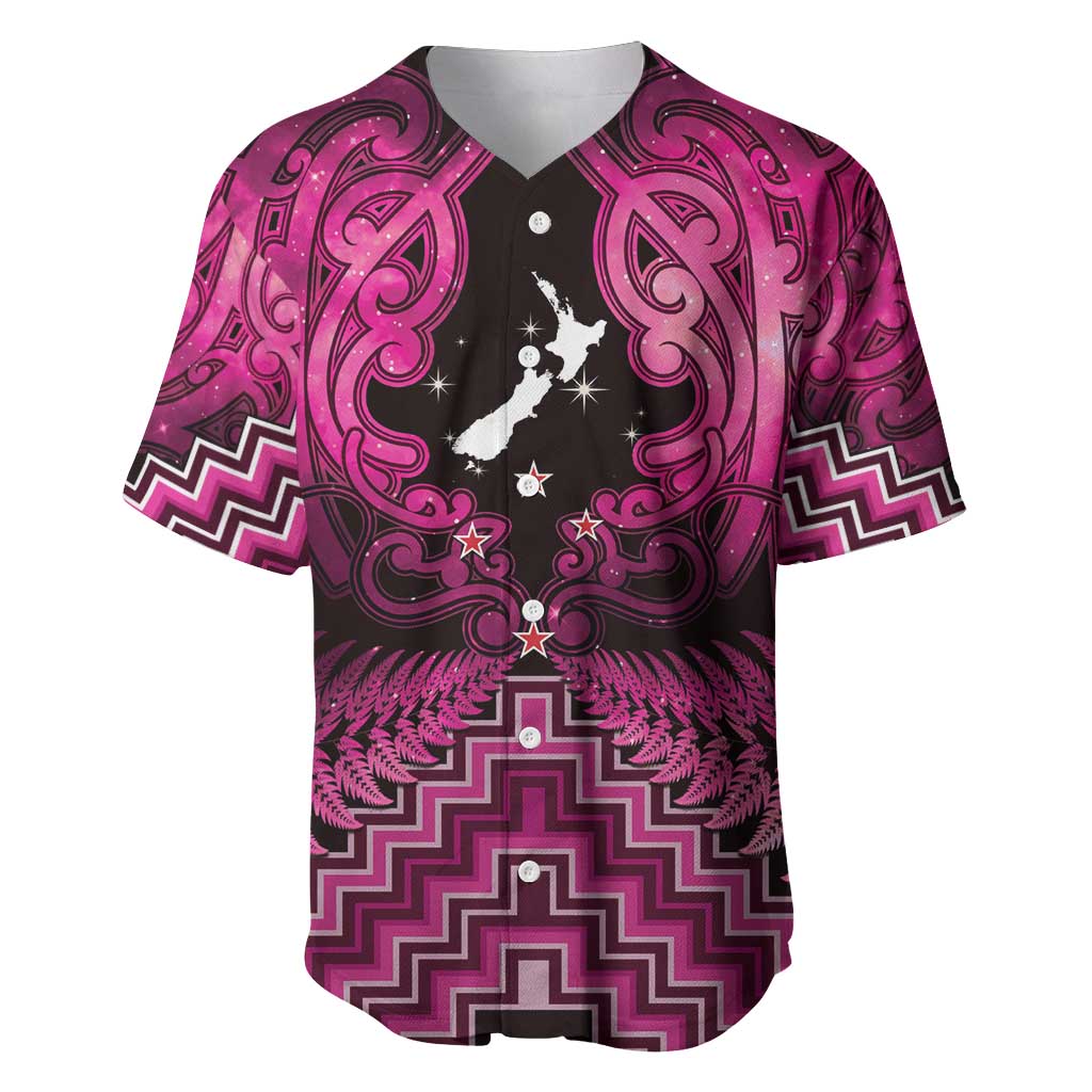 Personalised Aotearoa Matariki Baseball Jersey Pink Fern Maori Poutama LT01 Pink - Polynesian Pride