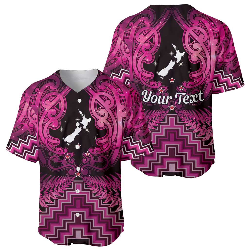 Personalised Aotearoa Matariki Baseball Jersey Pink Fern Maori Poutama LT01 - Polynesian Pride