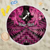 Personalised Aotearoa Matariki Beach Blanket Pink Fern Maori Poutama LT01 One Size 150cm Pink - Polynesian Pride