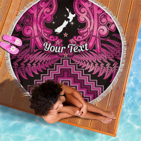 Personalised Aotearoa Matariki Beach Blanket Pink Fern Maori Poutama LT01 - Polynesian Pride