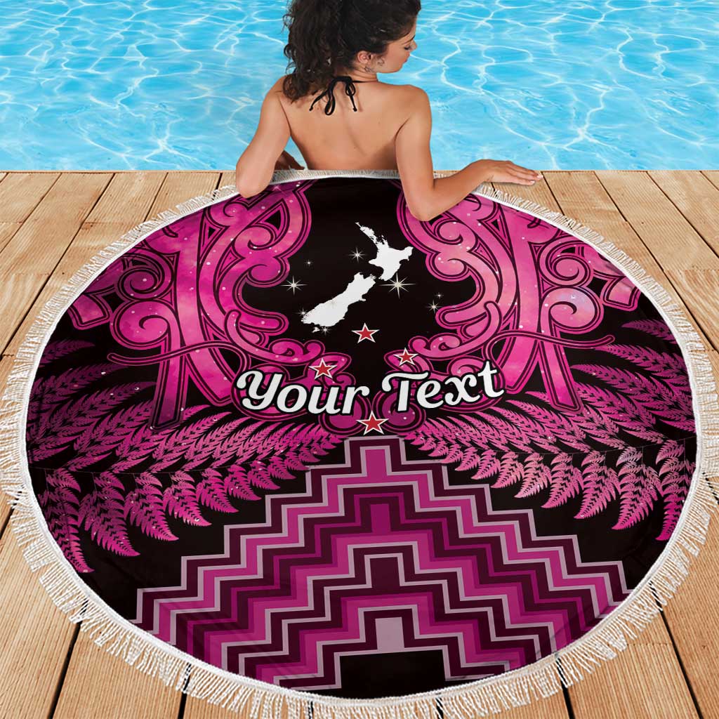 Personalised Aotearoa Matariki Beach Blanket Pink Fern Maori Poutama LT01 - Polynesian Pride