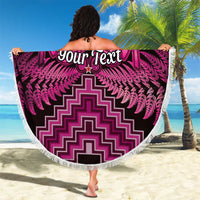 Personalised Aotearoa Matariki Beach Blanket Pink Fern Maori Poutama LT01 - Polynesian Pride
