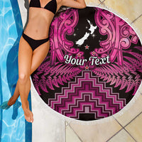 Personalised Aotearoa Matariki Beach Blanket Pink Fern Maori Poutama LT01 - Polynesian Pride