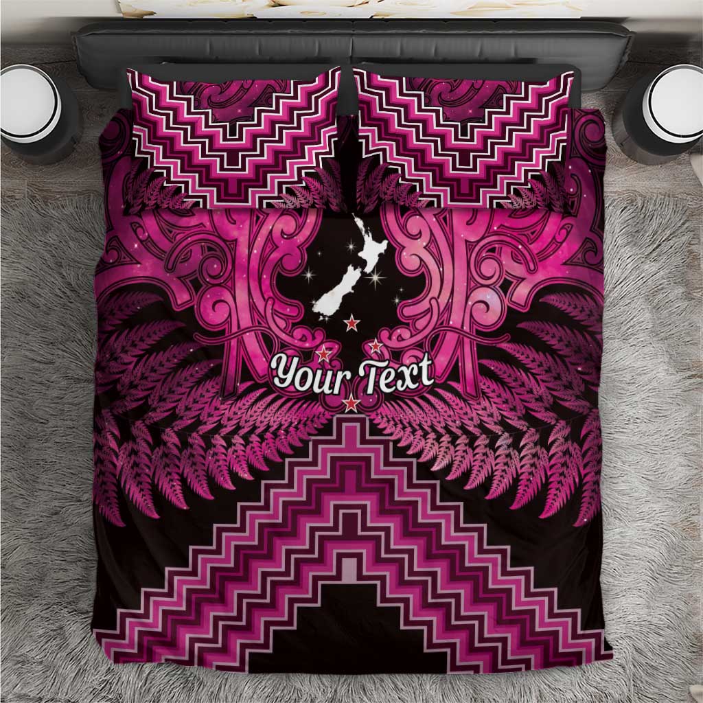 Personalised Aotearoa Matariki Bedding Set Pink Fern Maori Poutama LT01 Pink - Polynesian Pride