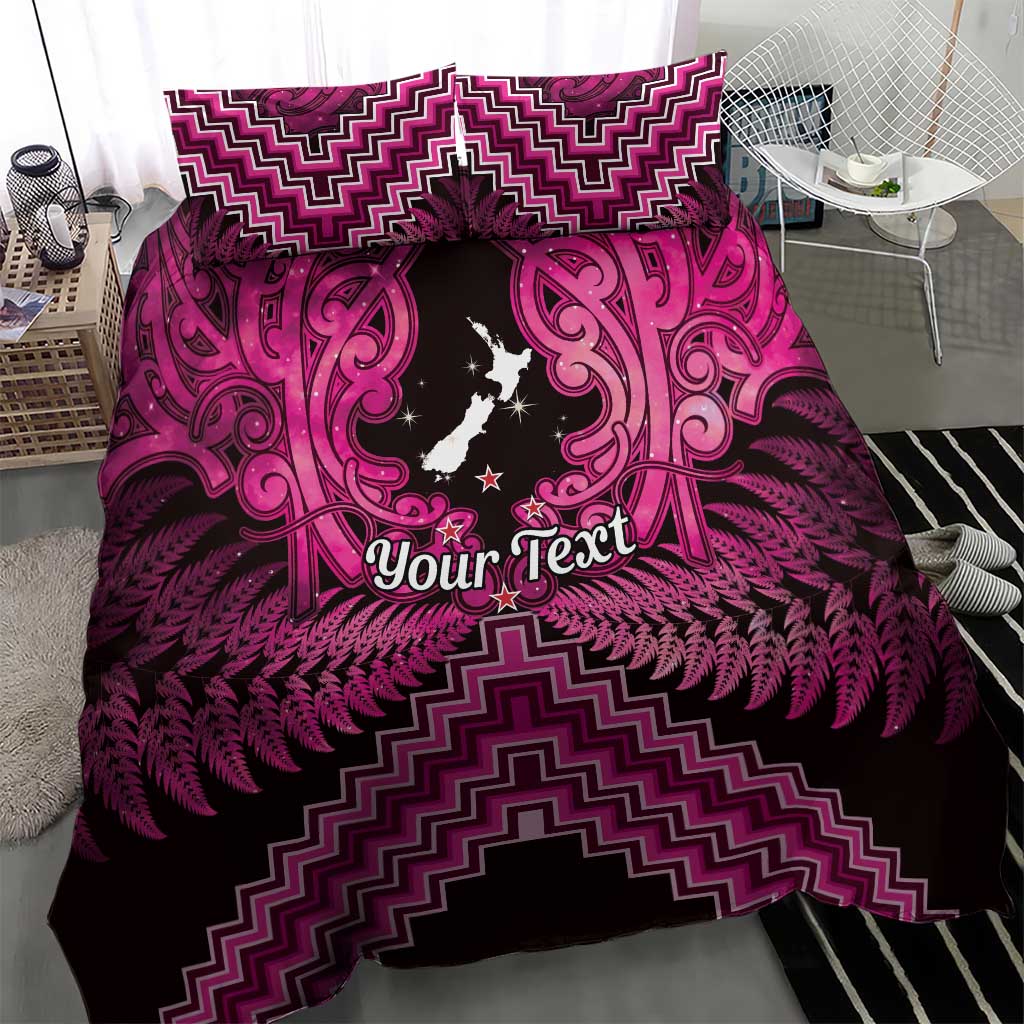 Personalised Aotearoa Matariki Bedding Set Pink Fern Maori Poutama LT01 - Polynesian Pride