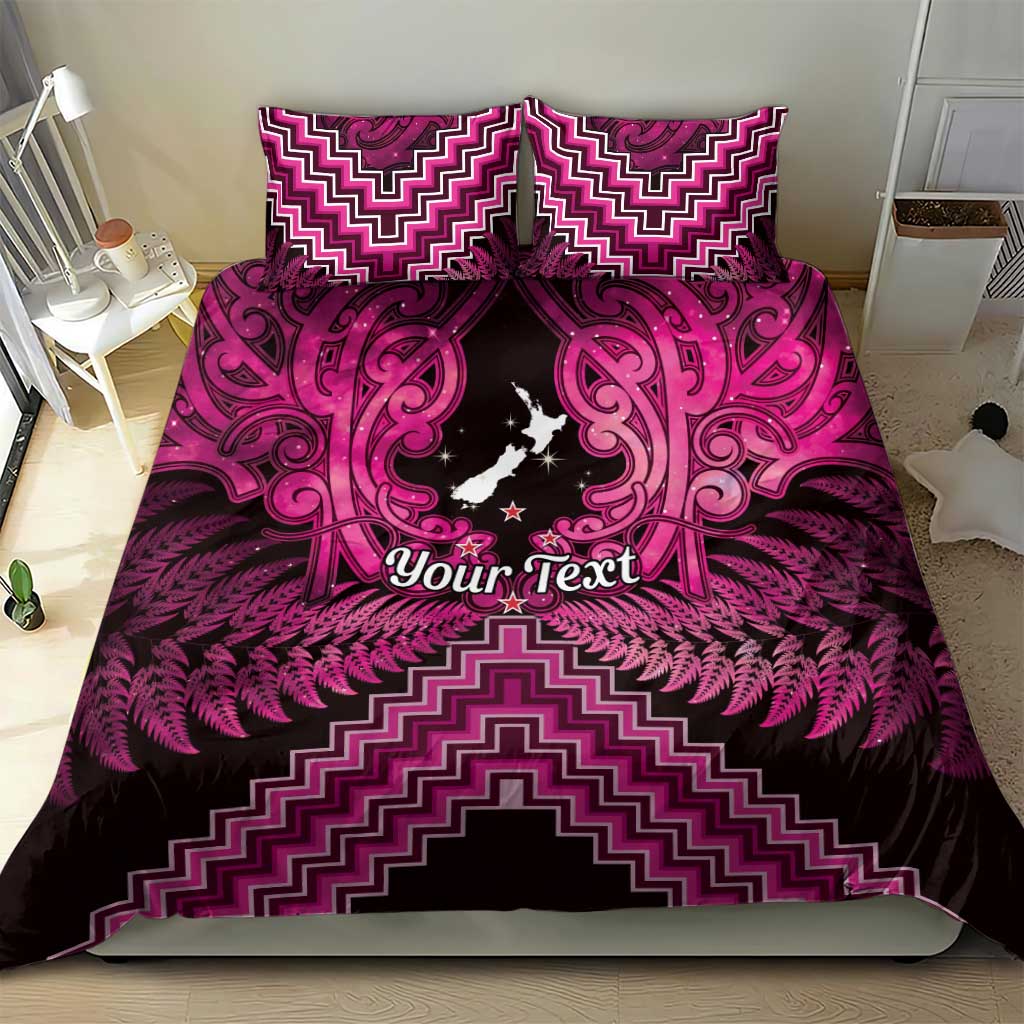 Personalised Aotearoa Matariki Bedding Set Pink Fern Maori Poutama LT01 - Polynesian Pride