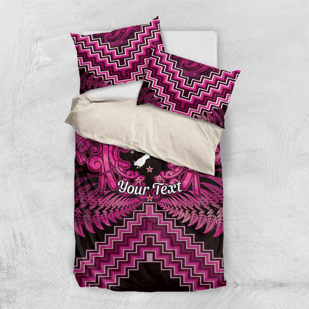 Personalised Aotearoa Matariki Bedding Set Pink Fern Maori Poutama LT01 US Twin 172cm x 218cm Pink - Polynesian Pride