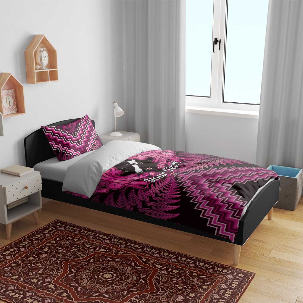 Personalised Aotearoa Matariki Bedding Set Pink Fern Maori Poutama LT01 - Polynesian Pride