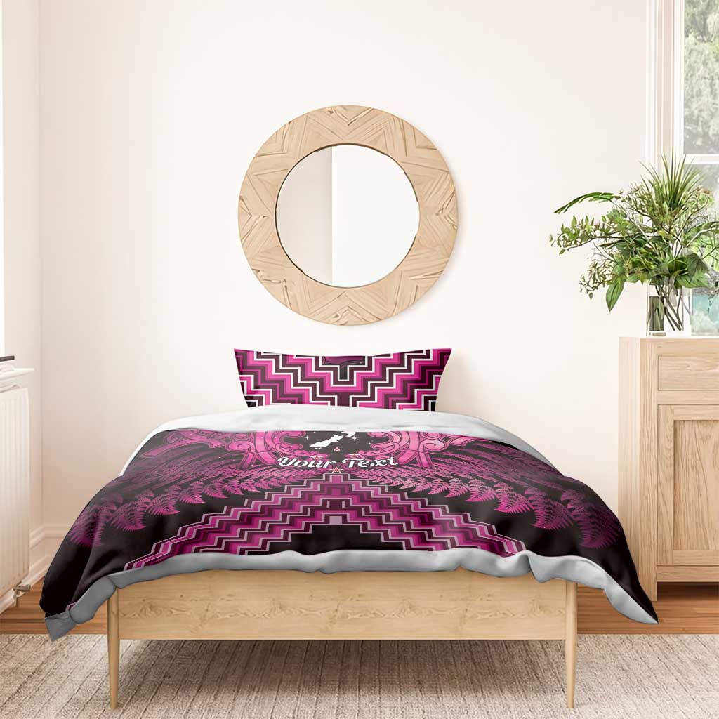Personalised Aotearoa Matariki Bedding Set Pink Fern Maori Poutama LT01 - Polynesian Pride
