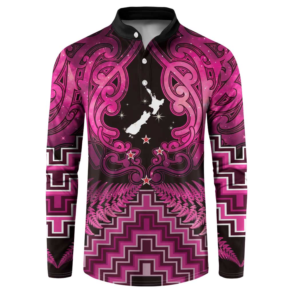 Personalised Aotearoa Matariki Button Sweatshirt Pink Fern Maori Poutama LT01 Pink - Polynesian Pride