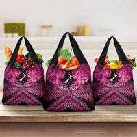 Personalised Aotearoa Matariki Grocery Bag Pink Fern Maori Poutama LT01 3-pack One Size Pink - Polynesian Pride