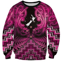 Personalised Aotearoa Matariki Sweatshirt Pink Fern Maori Poutama LT01 Unisex Pink - Polynesian Pride