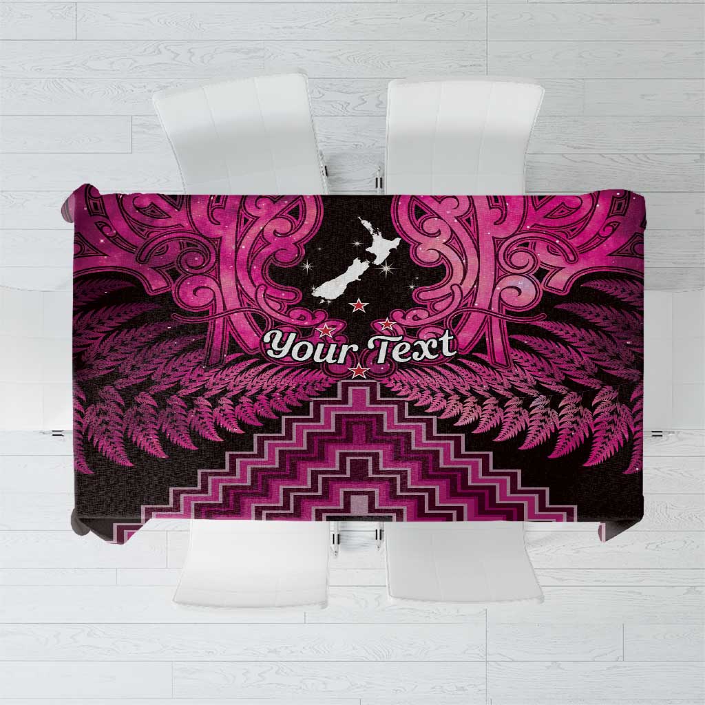 Personalised Aotearoa Matariki Tablecloth Pink Fern Maori Poutama LT01 Pink - Polynesian Pride