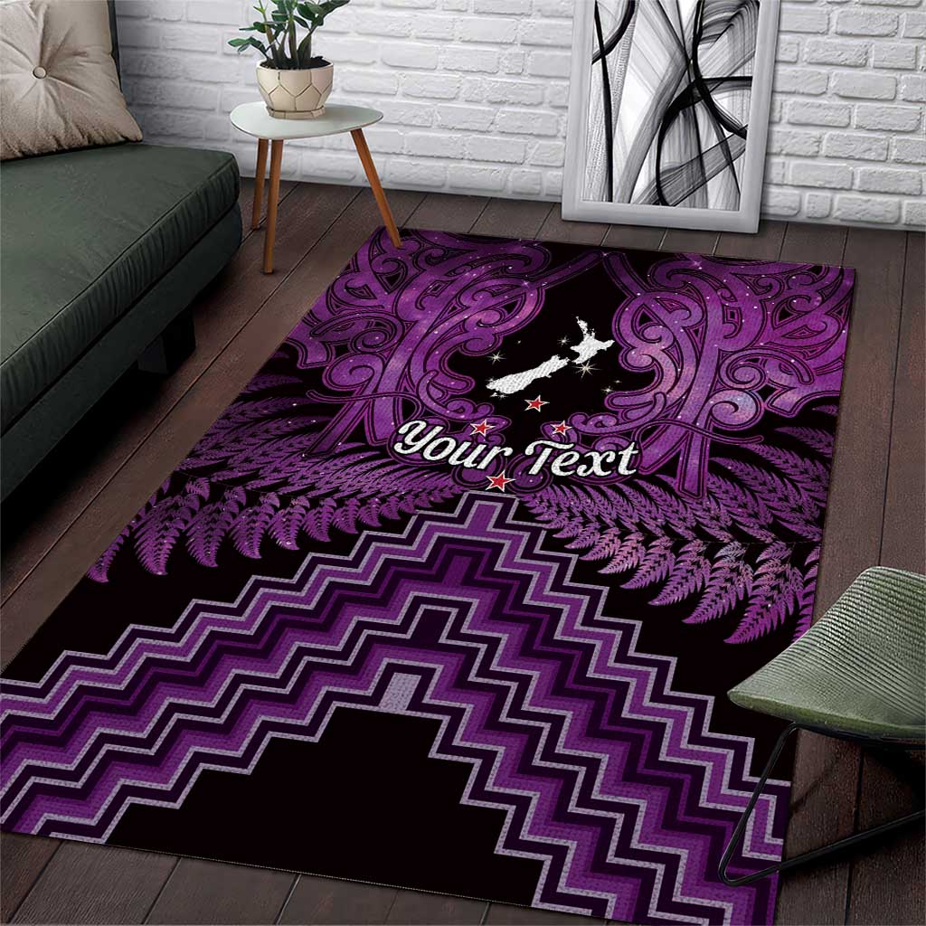 Personalised Aotearoa Matariki Area Rug Purple Fern Maori Poutama LT01 Purple - Polynesian Pride