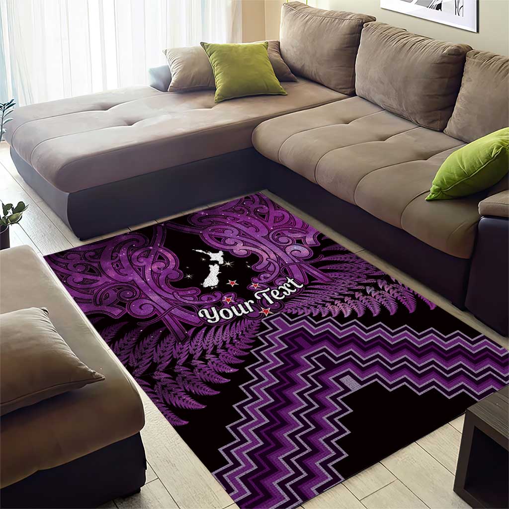 Personalised Aotearoa Matariki Area Rug Purple Fern Maori Poutama LT01 - Polynesian Pride