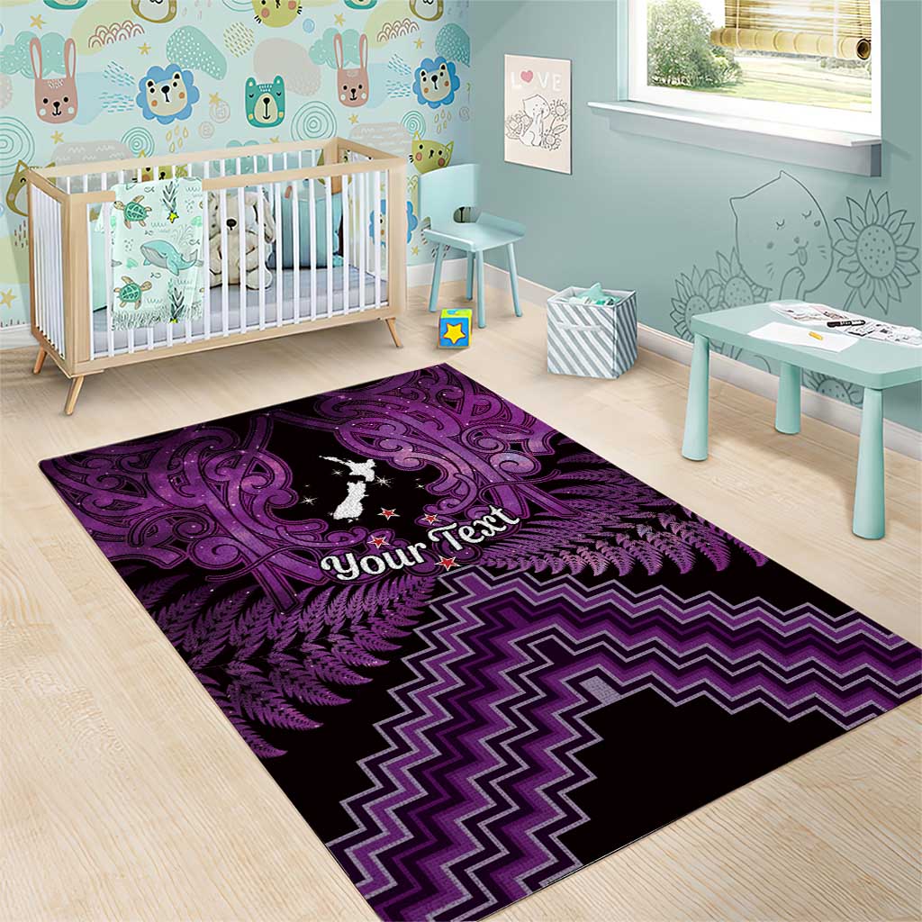 Personalised Aotearoa Matariki Area Rug Purple Fern Maori Poutama LT01 - Polynesian Pride