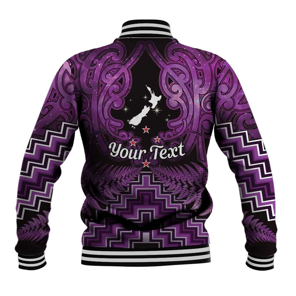 Personalised Aotearoa Matariki Baseball Jacket Purple Fern Maori Poutama LT01 - Polynesian Pride